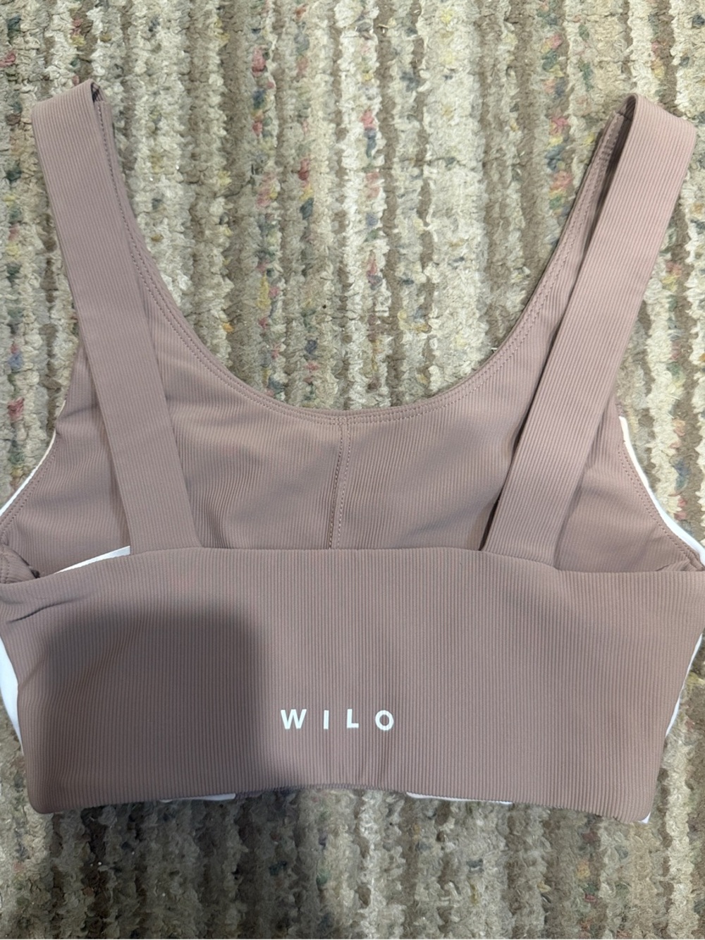 Mauve Side-Stripe Active Leggings with Matching Bra. - Picture 7 of 9